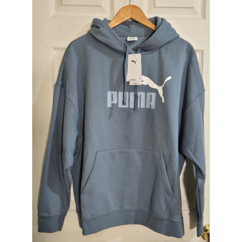 Puma Essentials 2 Color Logo Hoodie Cool Blue Fleece Pullover 690910 34 XXL